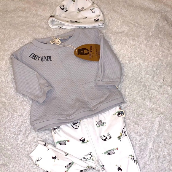 NEW Winter outfit Rabbit & Bear 0/3 & 3/6 Month, Waffle Knit Winter Farm animals - Picture 2 of 10